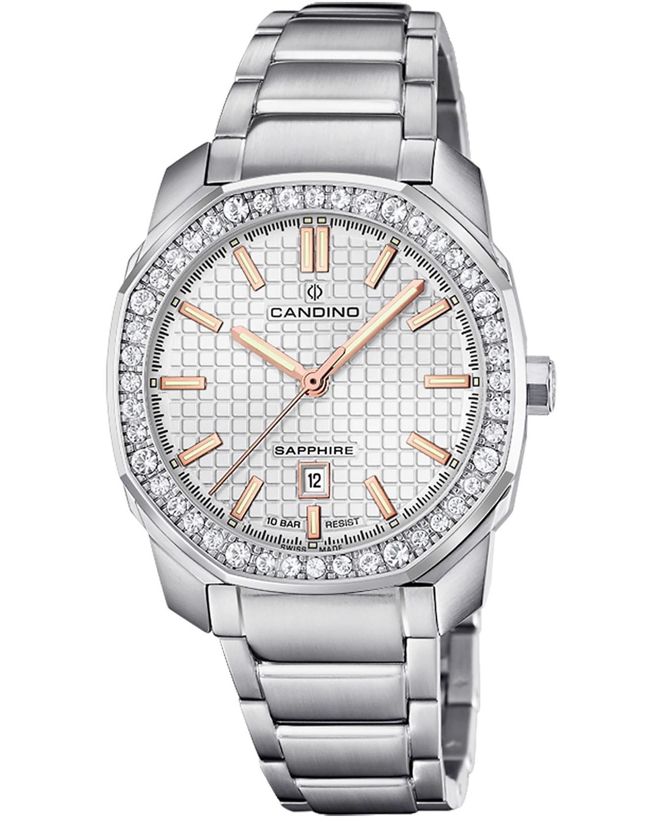 Candino Candino Lady Elegance Date C4756/1  C4756/1 кварцевые женские часы белый циферблат, браслет нержавеющая сталь — вид спереди