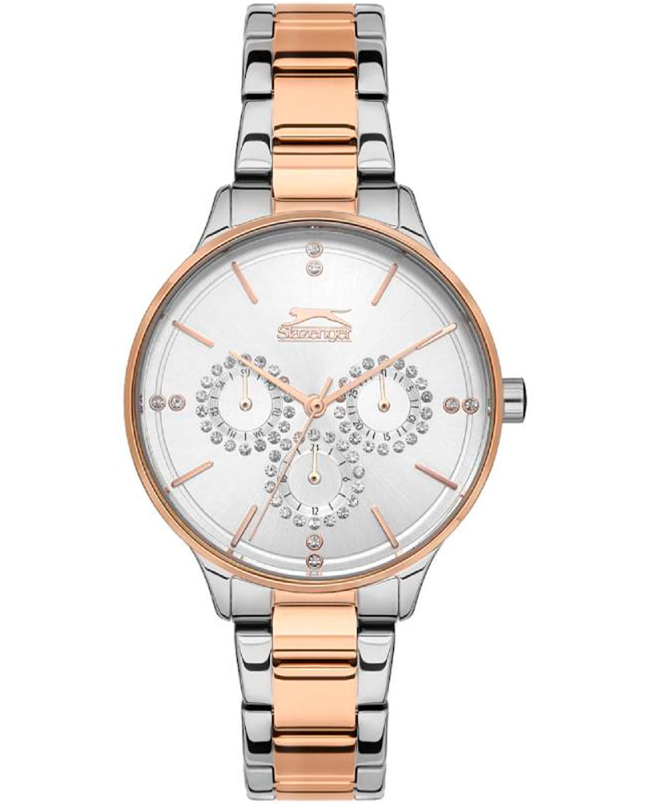 Slazenger Slazenger SL.09.2019.4.03  SL.09.2019.4.03 кварцевые женские часы серебристый циферблат, браслет суперметалл с ip покрытием — вид спереди