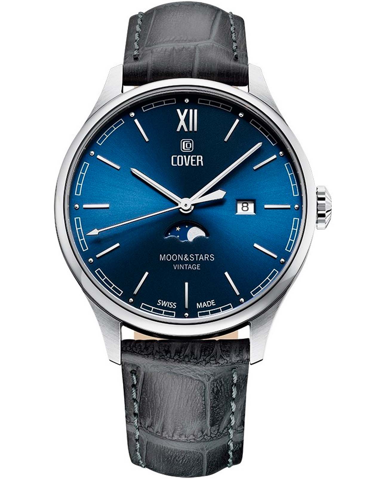 Cover Cover Chapman CO202.02  CO202.02 кварцевые мужские часы синий циферблат, браслет кожаный — вид спереди