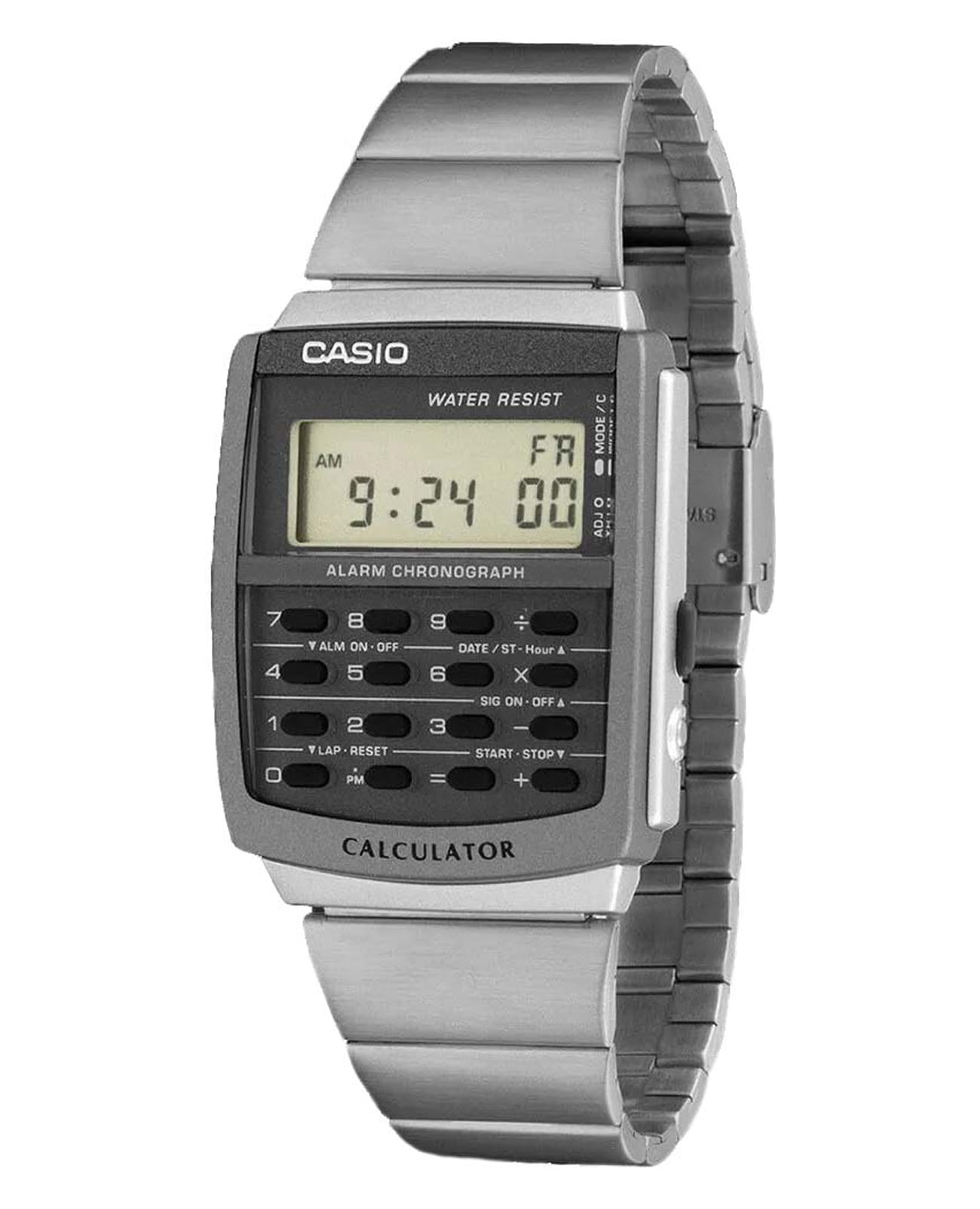 Casio Casio Vintage CA-506-1  CA-506-1 кварцевые мужские часы  циферблат, браслет нержавеющая сталь — вид спереди