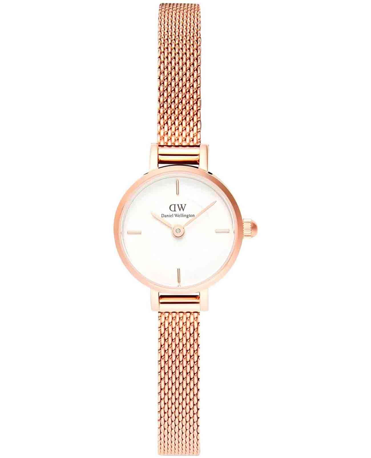 Daniel Wellington Daniel Wellington Petite Mini Champagne Melrose DW00100744  DW00100744 кварцевые женские часы белый циферблат, браслет нержавеющая сталь с pvd-покрытием — вид спереди