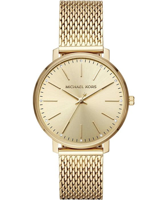 Michael Kors Michael Kors Runway MK4339  MK4339 кварцевые женские часы золотой циферблат, браслет сталь c pvd покрытием — вид спереди