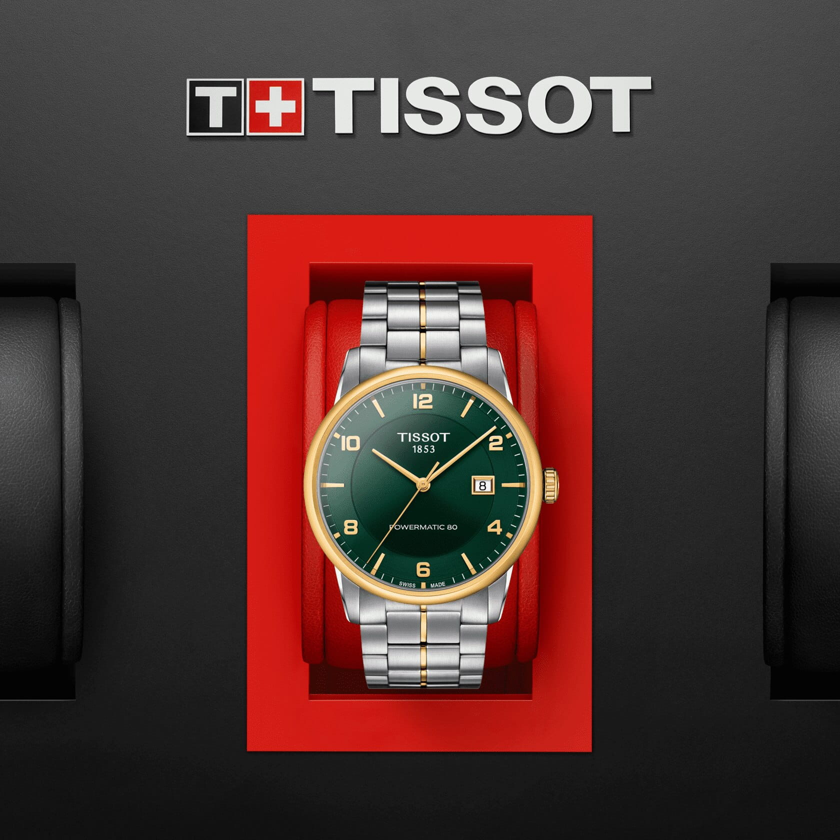 Tissot Tissot Luxury Powermatic 80 T086.407.22.097.00 механические мужские часы часы крупный план зеленый циферблата