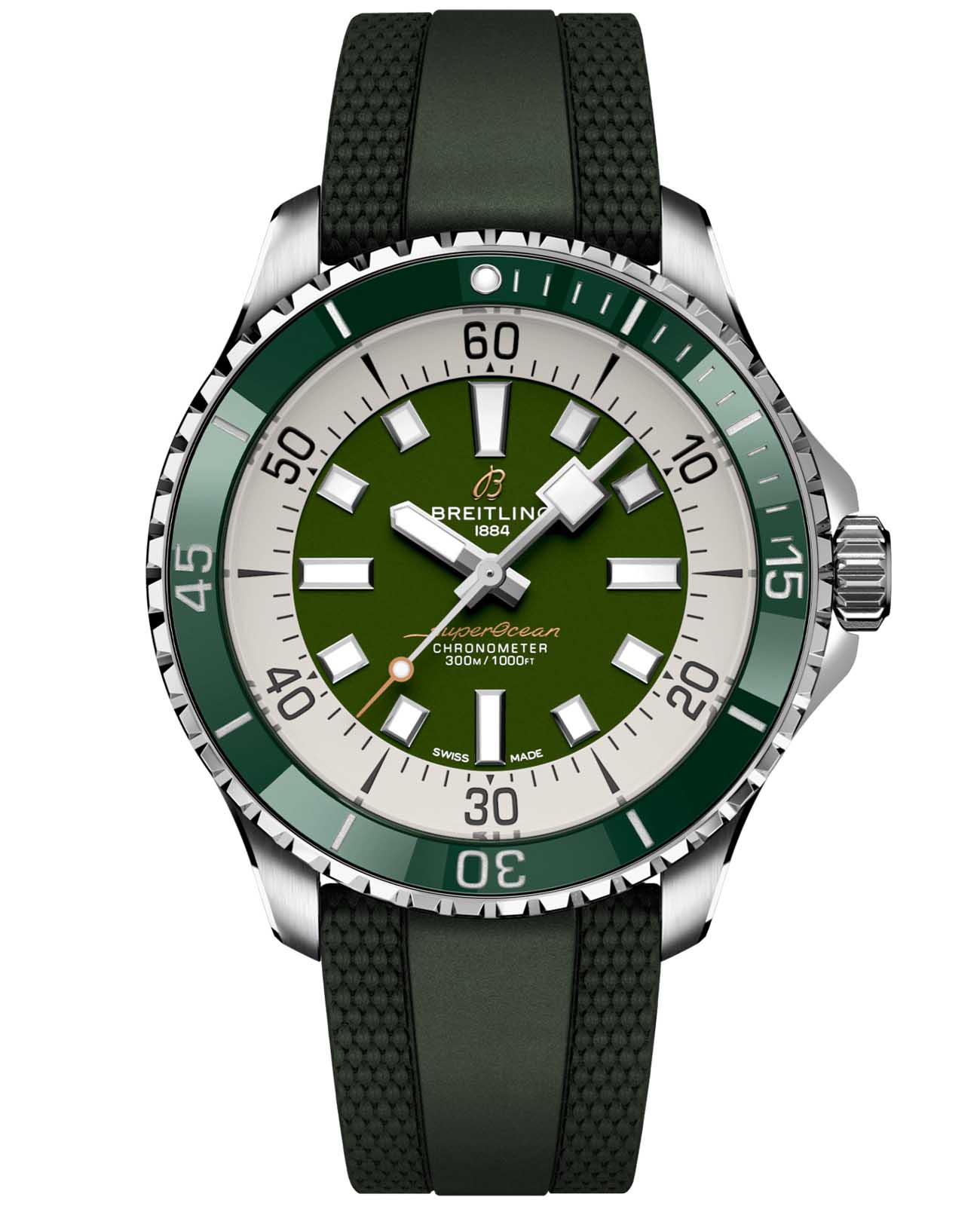 Breitling Breitling Superocean Automatic 44 A17376A31L1S1  A17376A31L1S1 механические мужские часы  циферблат, браслет каучук — вид спереди