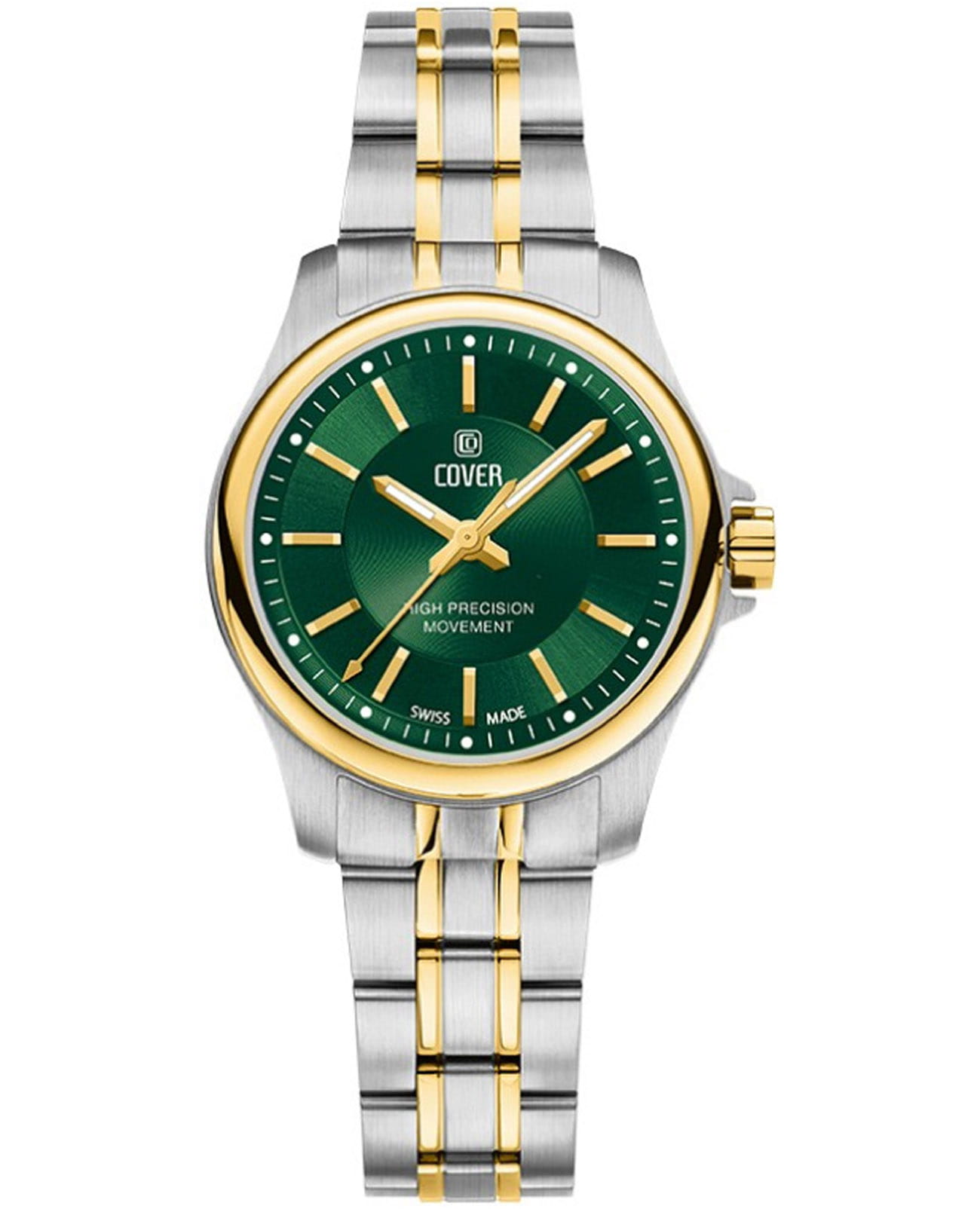 Cover Cover Marville CO201.32  CO201.32 кварцевые женские часы зеленый циферблат, браслет нержавеющая сталь с pvd-покрытием — вид спереди