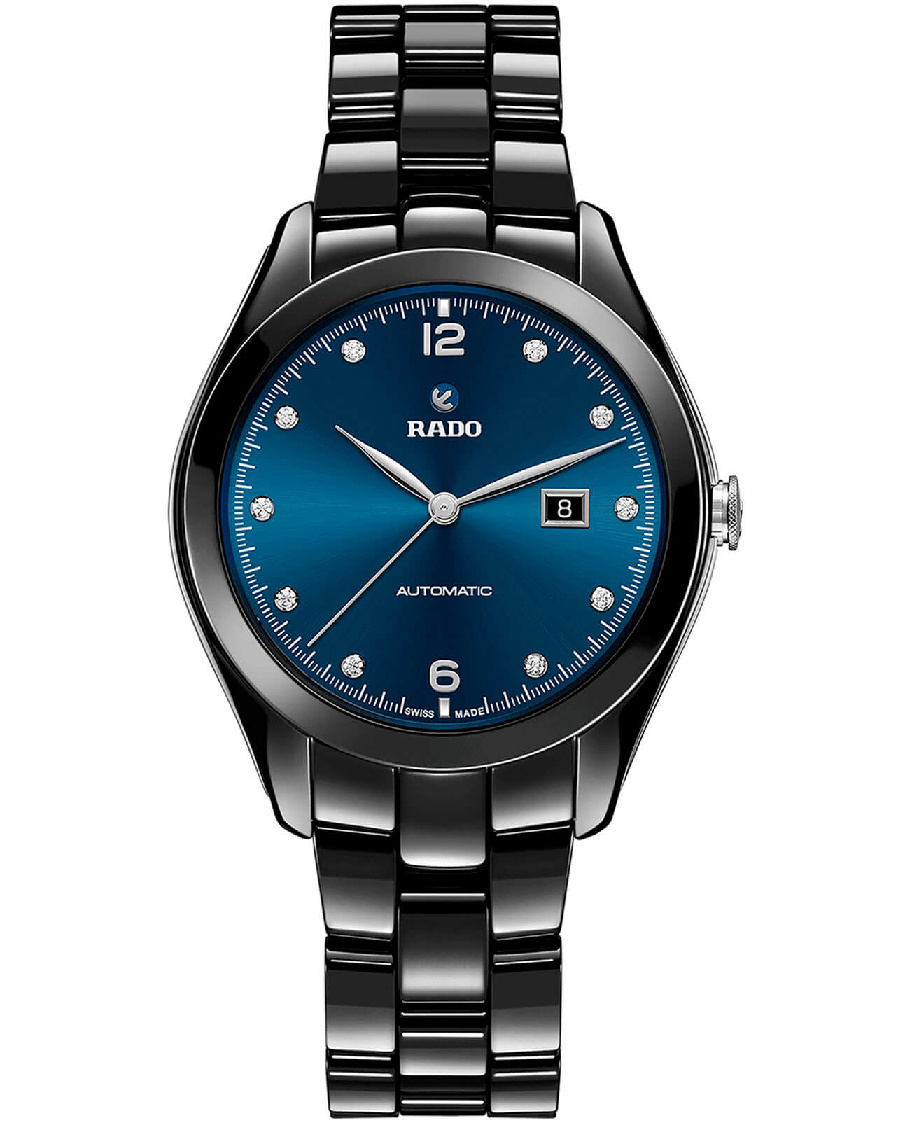 Rado Rado Hyperchrome Automatic Diamonds R32260712 Automatic R32260712 механические женские часы синий циферблат, браслет высокотехнологичная керамика — вид спереди