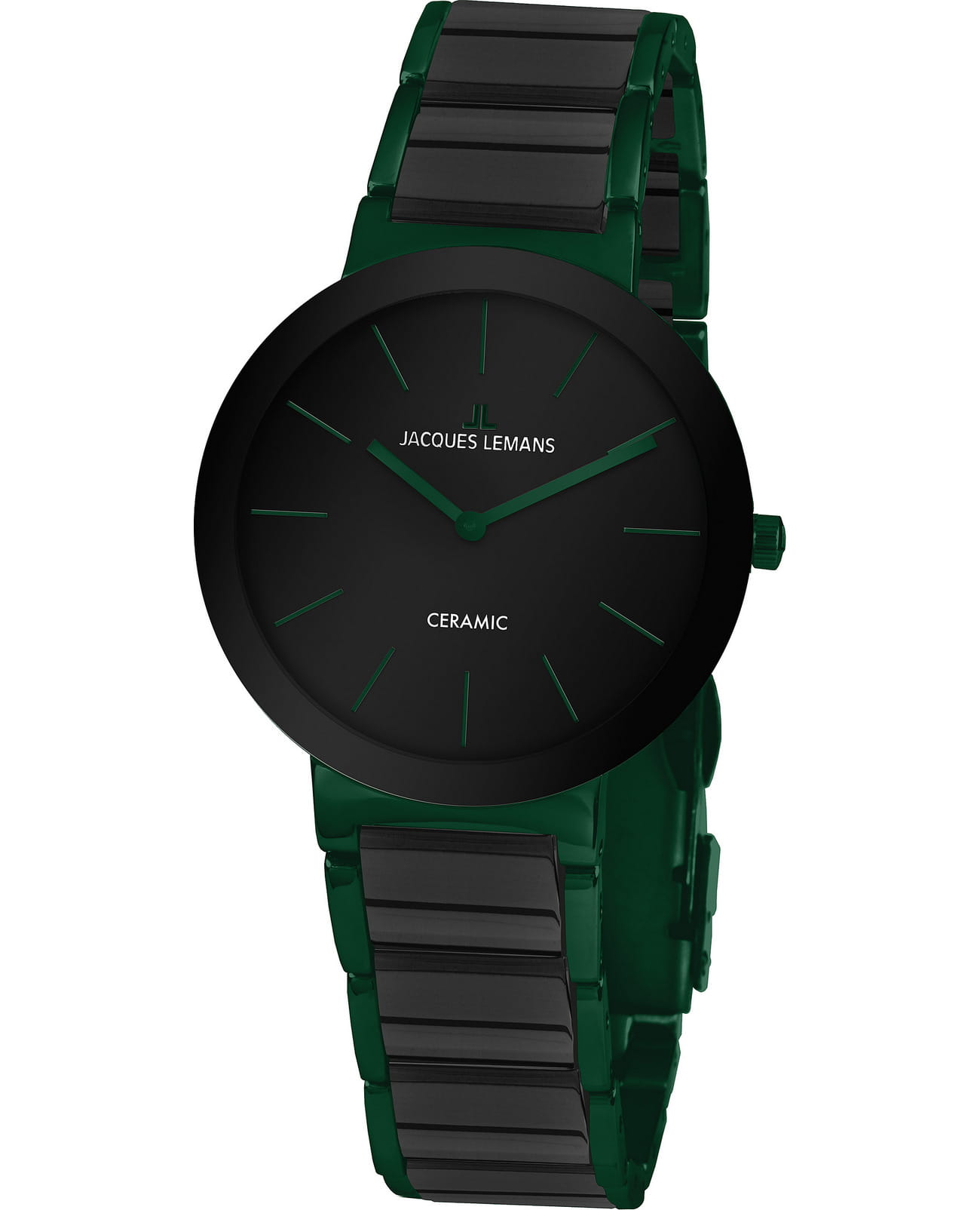 Jacques Lemans Jacques Lemans High Tech Ceramic 42-8K  42-8K кварцевые мужские часы черный циферблат, браслет керамика — вид спереди