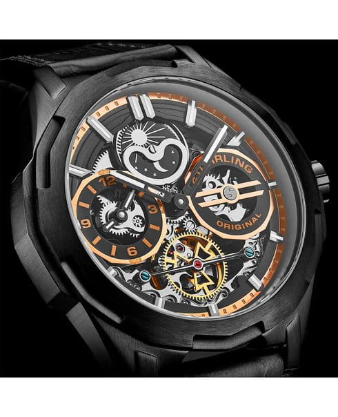 Stuhrling Stuhrling Navigator 1012.04 механические мужские часы часы крупный план черный циферблата