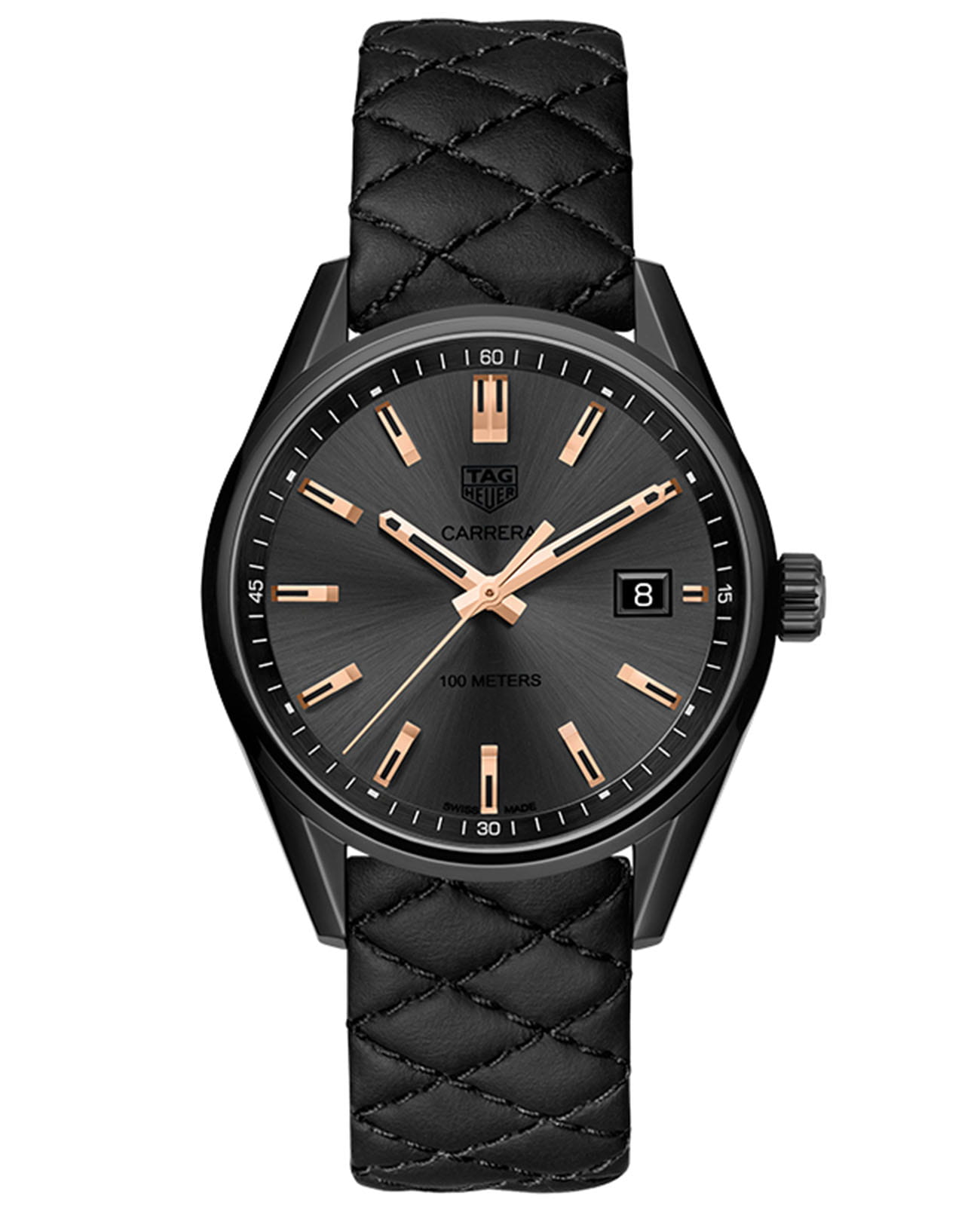 TAG Heuer TAG Heuer Carrera WAR1113.FC6392  WAR1113.FC6392 кварцевые женские часы черный циферблат, браслет кожаный — вид спереди