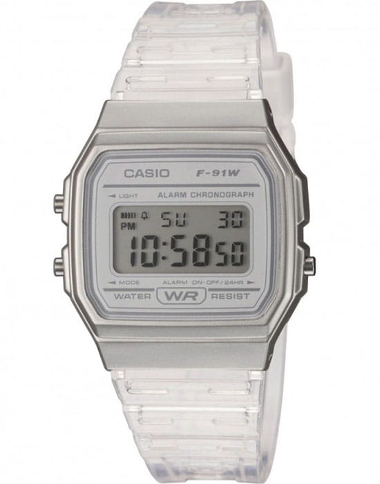 Casio Casio Collection F-91WS-7EF  F-91WS-7EF кварцевые мужские часы серый циферблат, браслет пластик — вид спереди