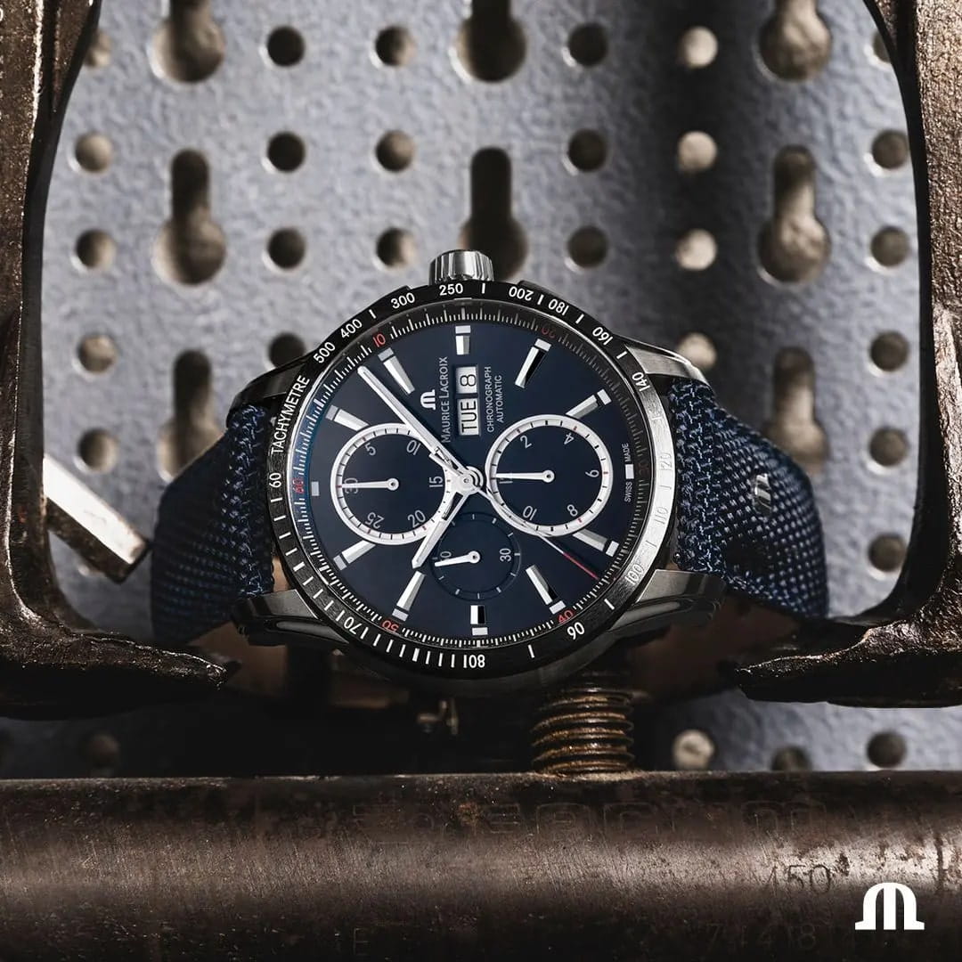 Maurice Lacroix Maurice Lacroix Pontos Chronograph 43mm PT6038-SSL24-430-4 механические мужские часы часы крупный план синий циферблата