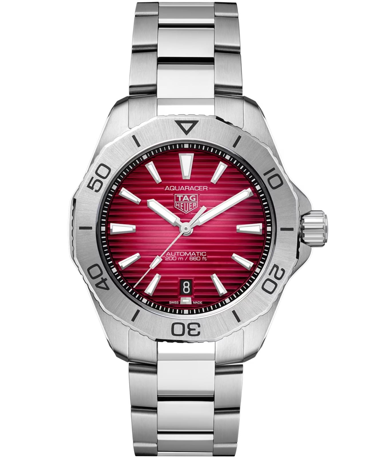 TAG Heuer TAG Heuer Aquaracer Professional WBP2114.BA0627  WBP2114.BA0627 механические мужские часы розовый циферблат, браслет нержавеющая сталь — вид спереди