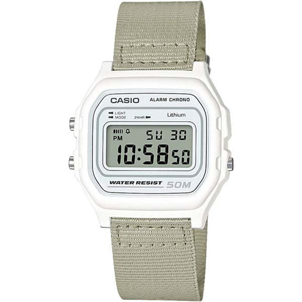 Casio Casio Illuminator W-59B-7A  W-59B-7A кварцевые мужские часы серый циферблат, браслет нейлон — вид спереди