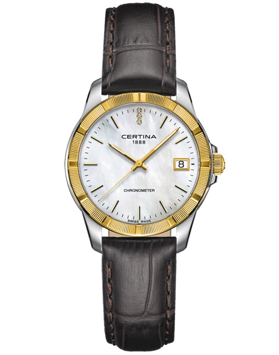 Certina Certina DS Jubile C902.251.46.016.00  C9022514601600 кварцевые женские часы белый циферблат, браслет кожаный — вид спереди