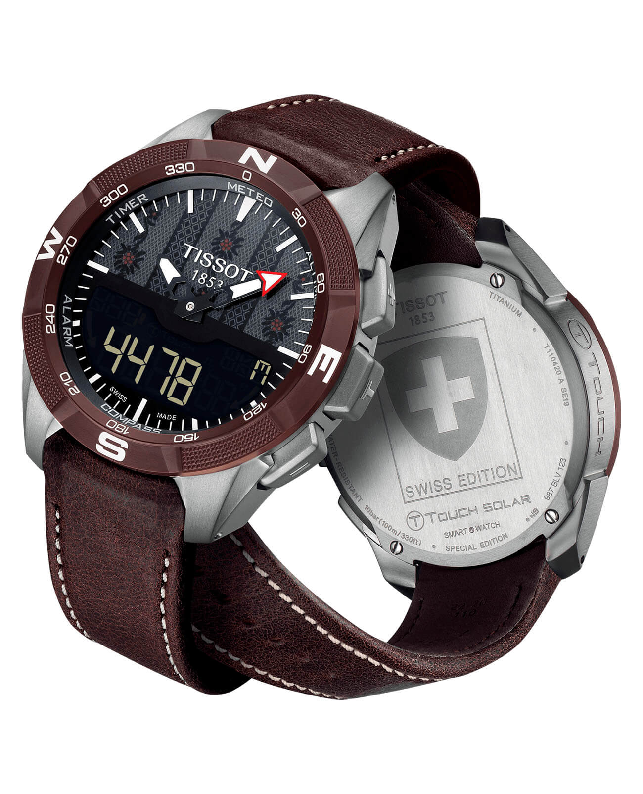 Tissot Tissot T-Touch Expert Solar II Swiss Edition T110.420.46.051.00, t-sport швейцария мужские часы на браслете кожаный боковой вид