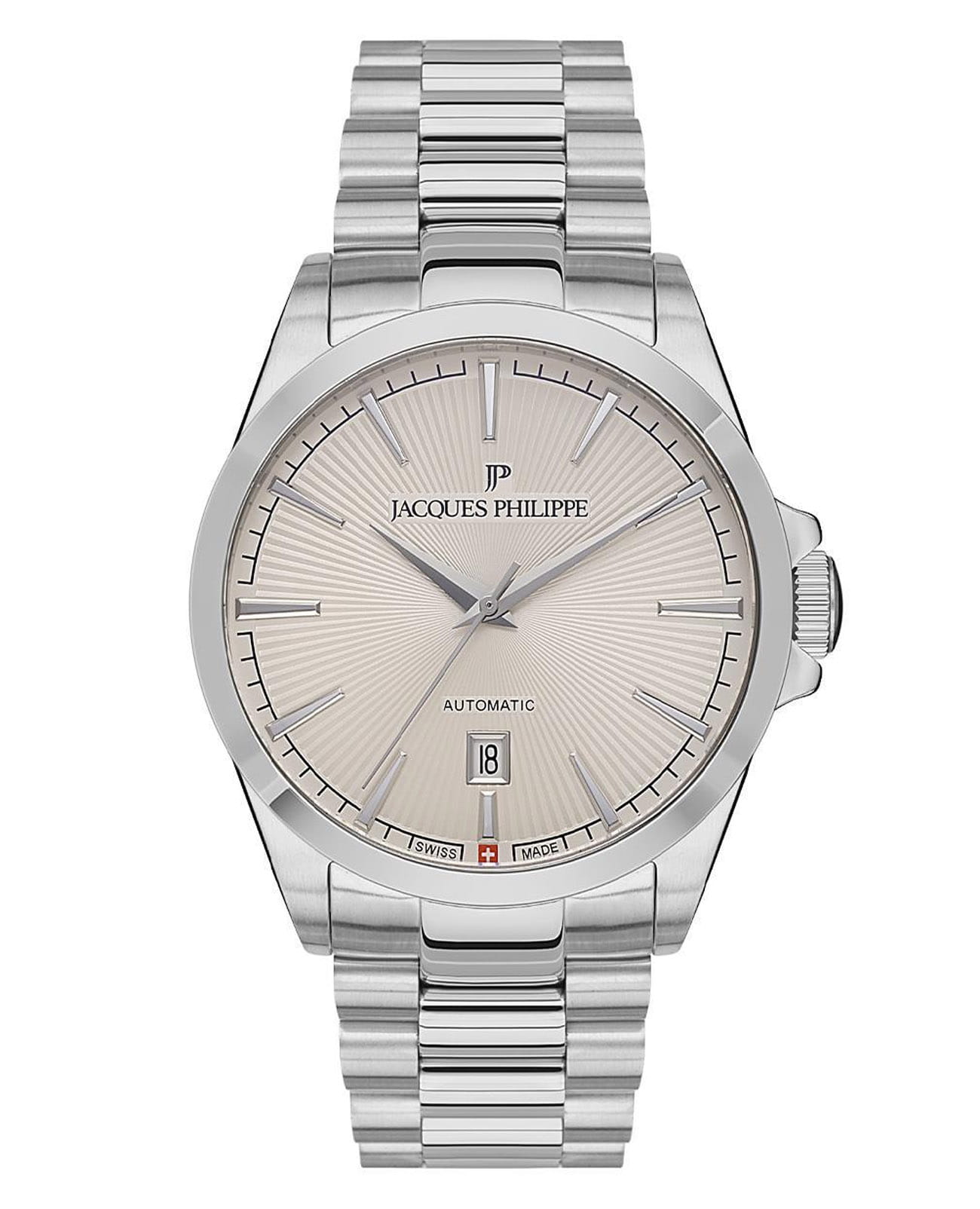 Jacques Philippe Jacques Philippe Victus JPAGS5513X6CR  JPAGS5513X6CR механические мужские часы бежевый циферблат, браслет нержавеющая сталь — вид спереди