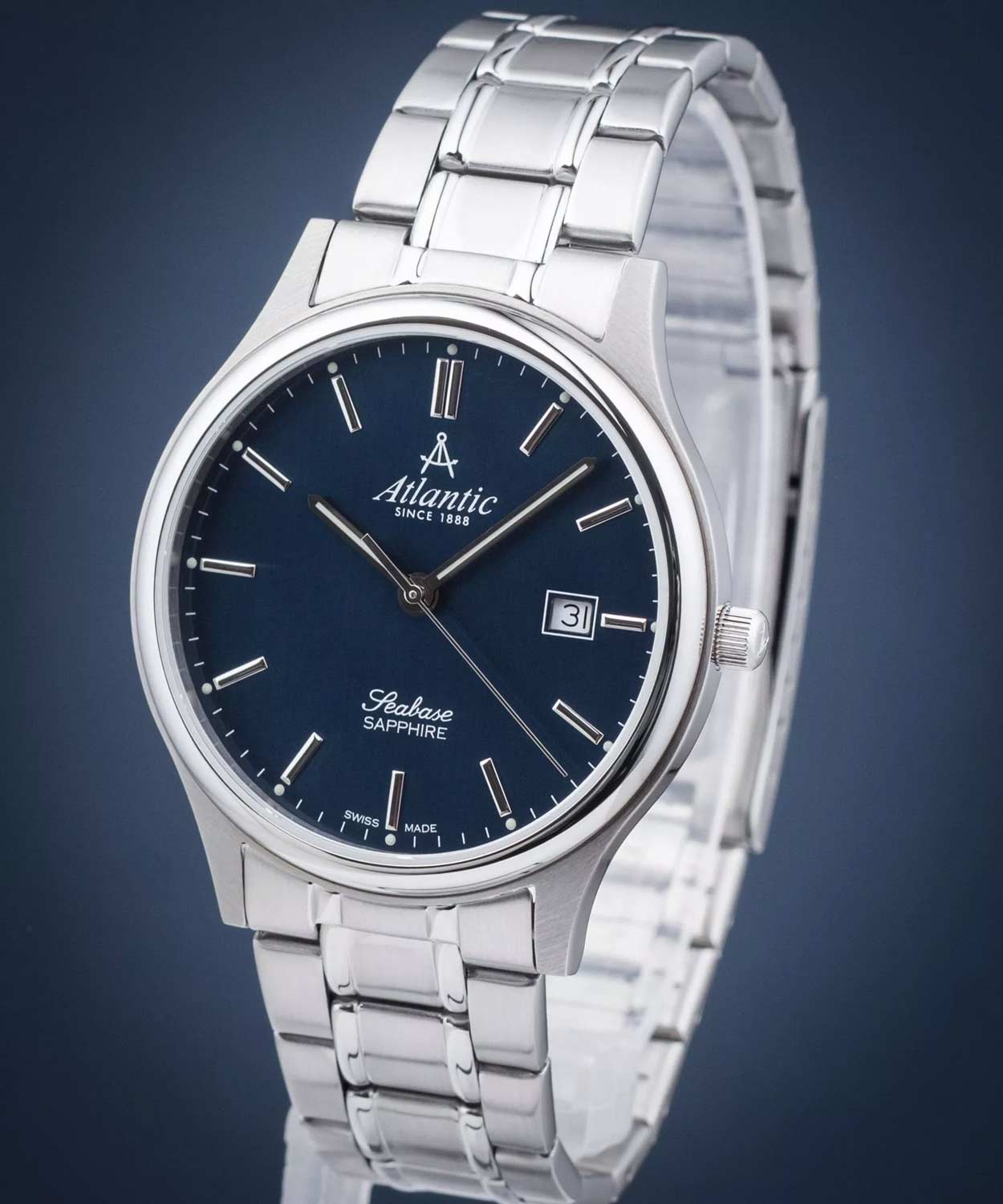 Atlantic Atlantic Seapair 60348.41.51 кварцевые мужские часы часы крупный план синий циферблата