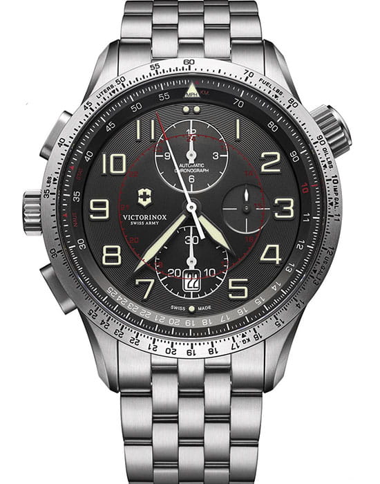 Victorinox Victorinox 241722  241722 механические мужские часы черный циферблат, браслет нержавеющая сталь — вид спереди