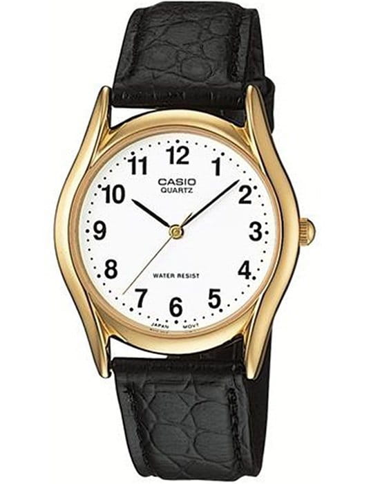Casio Casio MTP-1094Q-7B1  MTP-1094Q-7B1 кварцевые мужские часы белый циферблат, браслет кожаный — вид спереди