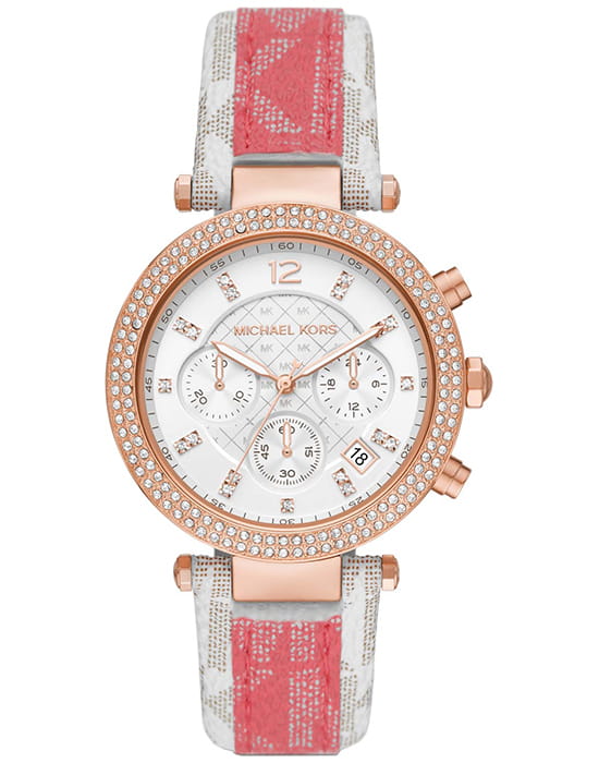 Michael Kors Michael Kors Runway Slim MK6951  MK6951 кварцевые женские часы белый циферблат, браслет кожаный — вид спереди