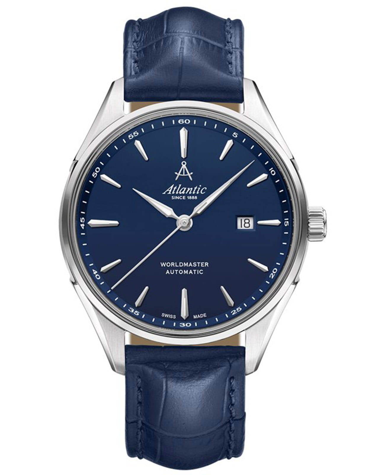 Atlantic Atlantic Worldmaster Automatic 52759.41.51S  52759.41.51S механические мужские часы синий циферблат, браслет кожаный — вид спереди