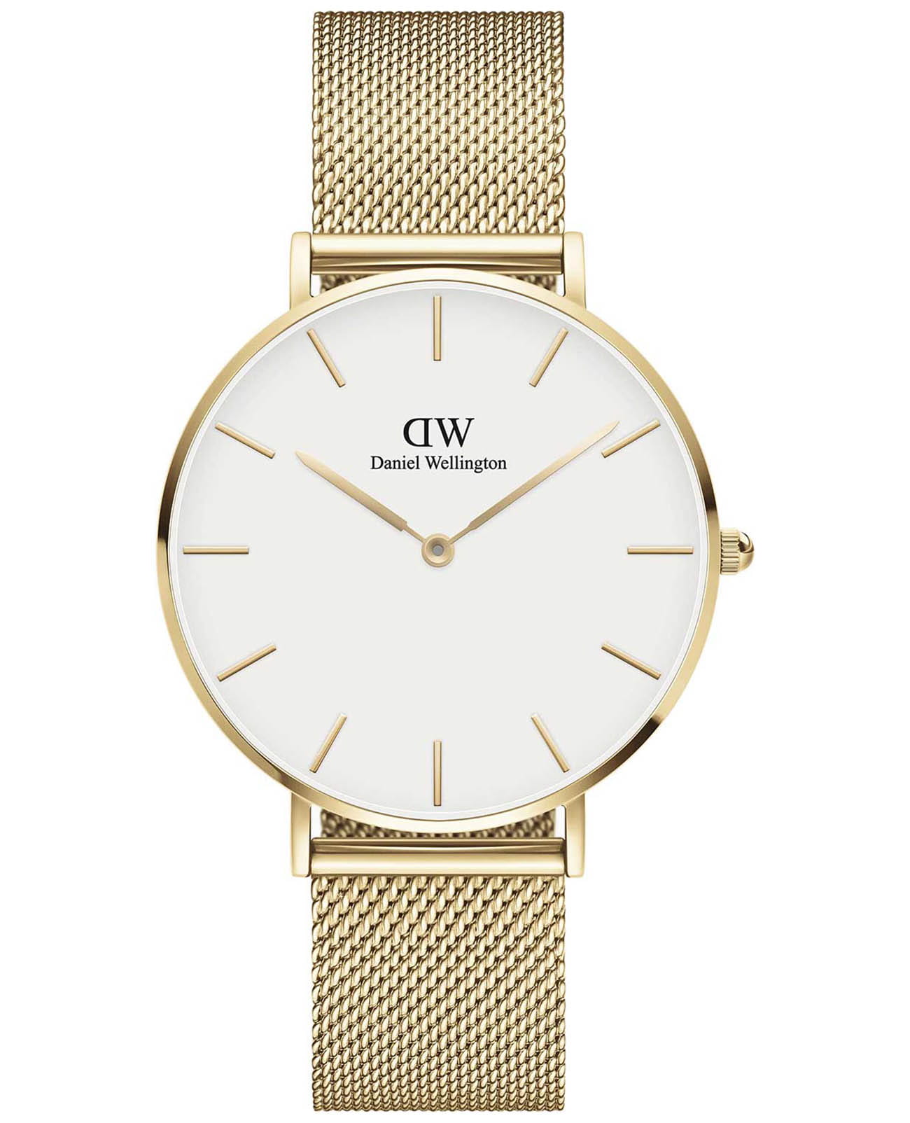 Daniel Wellington Daniel Wellington Petite Evergold DW00100346  DW00100346 кварцевые женские часы белый циферблат, браслет сталь c pvd покрытием — вид спереди