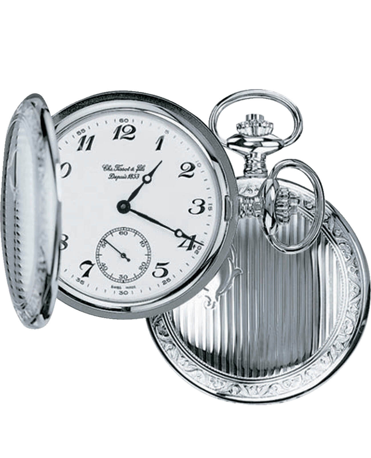 Tissot Tissot Savonnette Mechanical T83.6.402.12  T83640212 механические мужские часы белый циферблат, браслет не выбрано — вид спереди