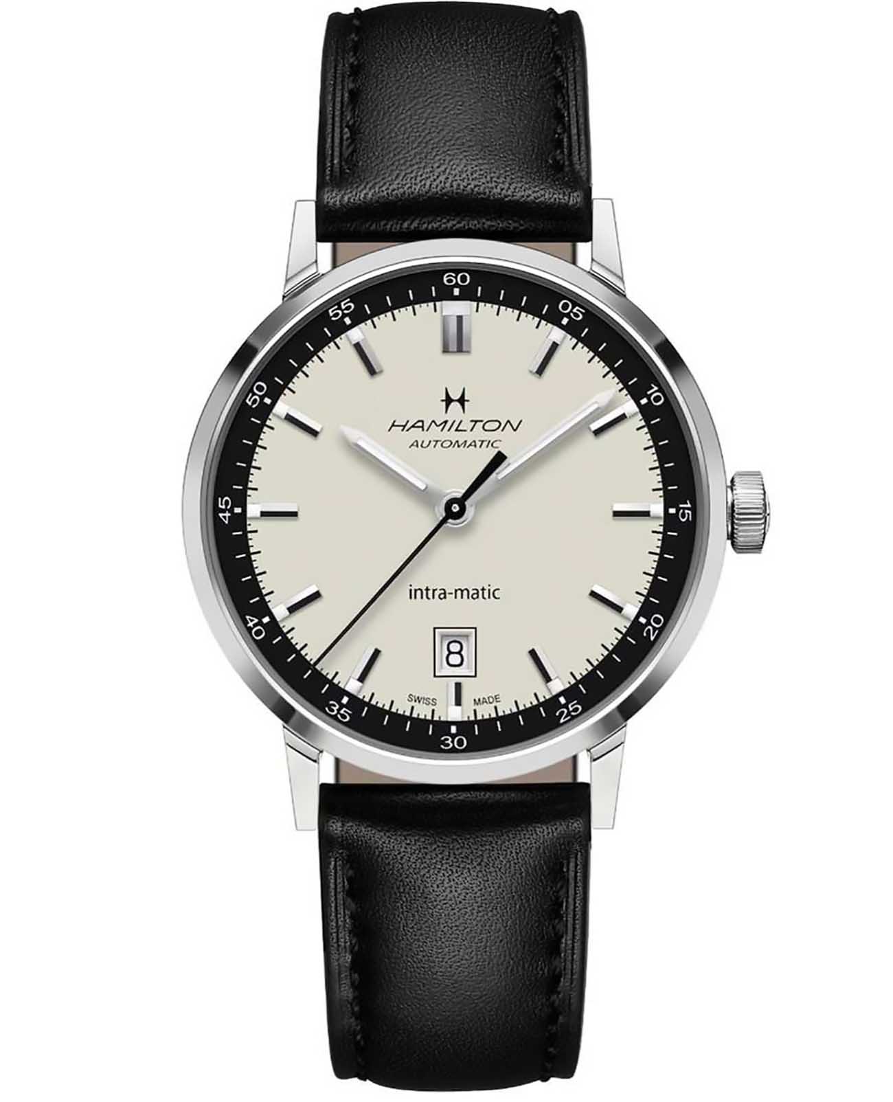 Hamilton Hamilton American Classic Intra-Matic Auto H38425720  H38425720 механические мужские часы  циферблат, браслет кожаный — вид спереди