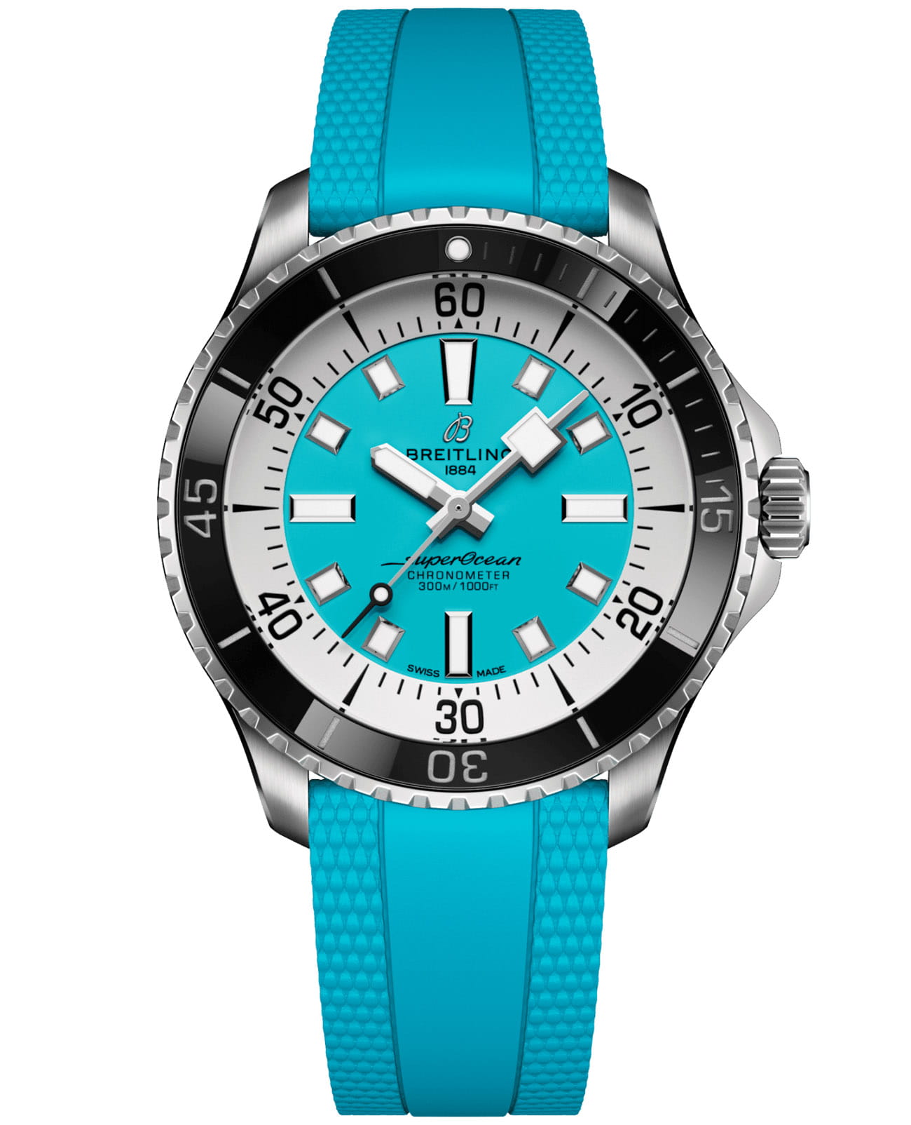 Breitling Breitling Superocean Automatic 44 A17376211L2S2  A17376211L2S2 механические мужские часы голубой циферблат, браслет каучук — вид спереди