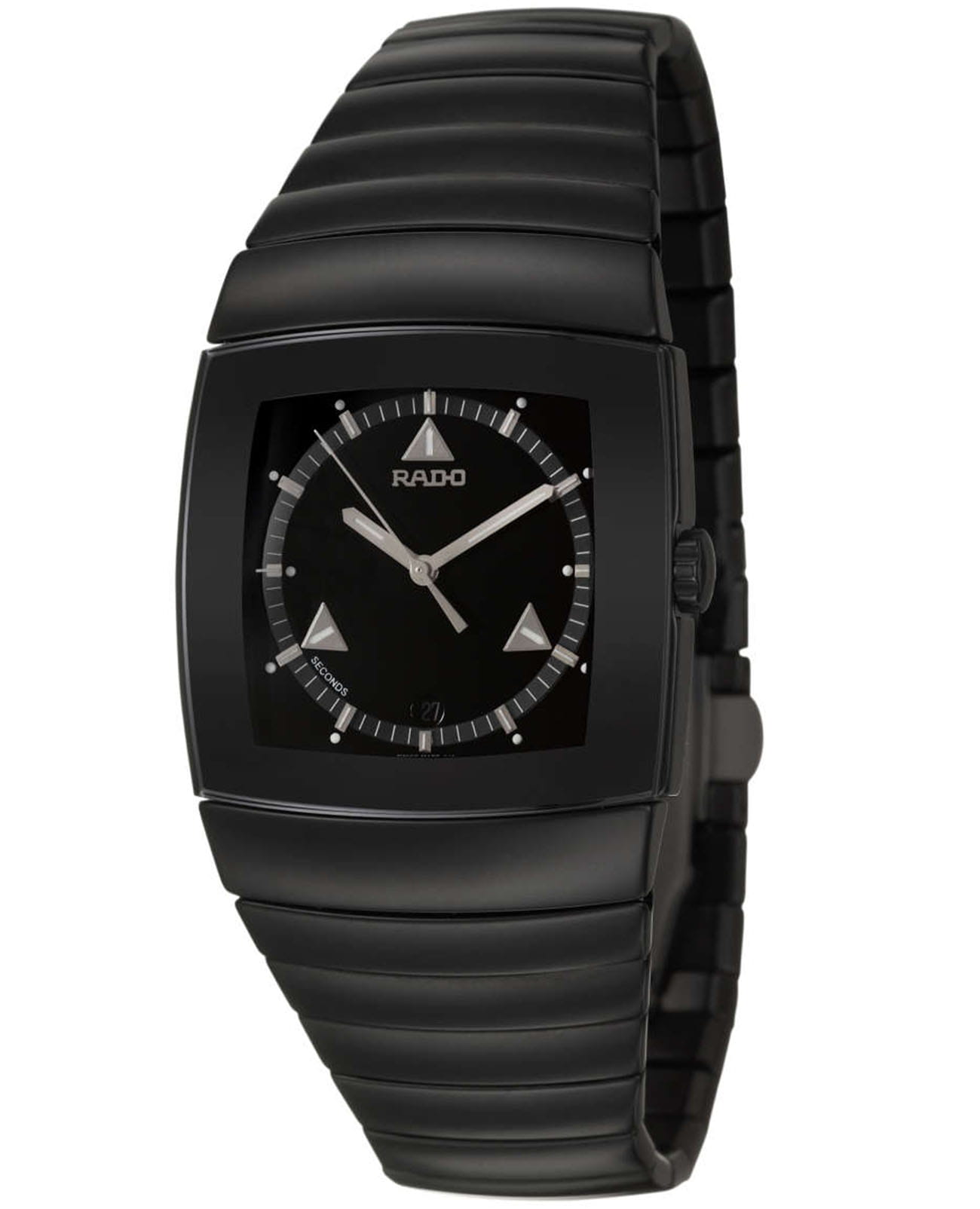 Rado Rado Sintra R13765152  R13765152 кварцевые мужские часы черный циферблат, браслет керамика — вид спереди