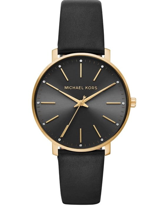 Michael Kors Michael Kors Ritz MK2747  MK2747 кварцевые женские часы черный циферблат, браслет кожаный — вид спереди