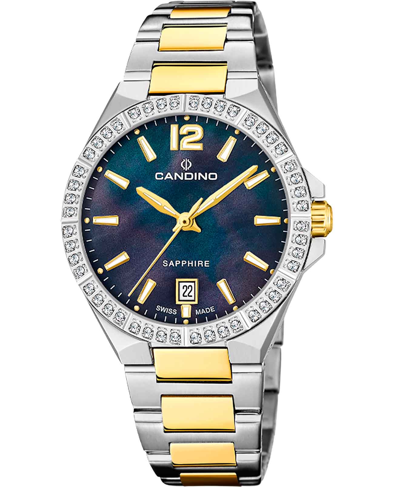 Candino Candino Lady Elegance Date C4761/B  C4761/B кварцевые женские часы синий циферблат, браслет нержавеющая сталь с pvd-покрытием — вид спереди