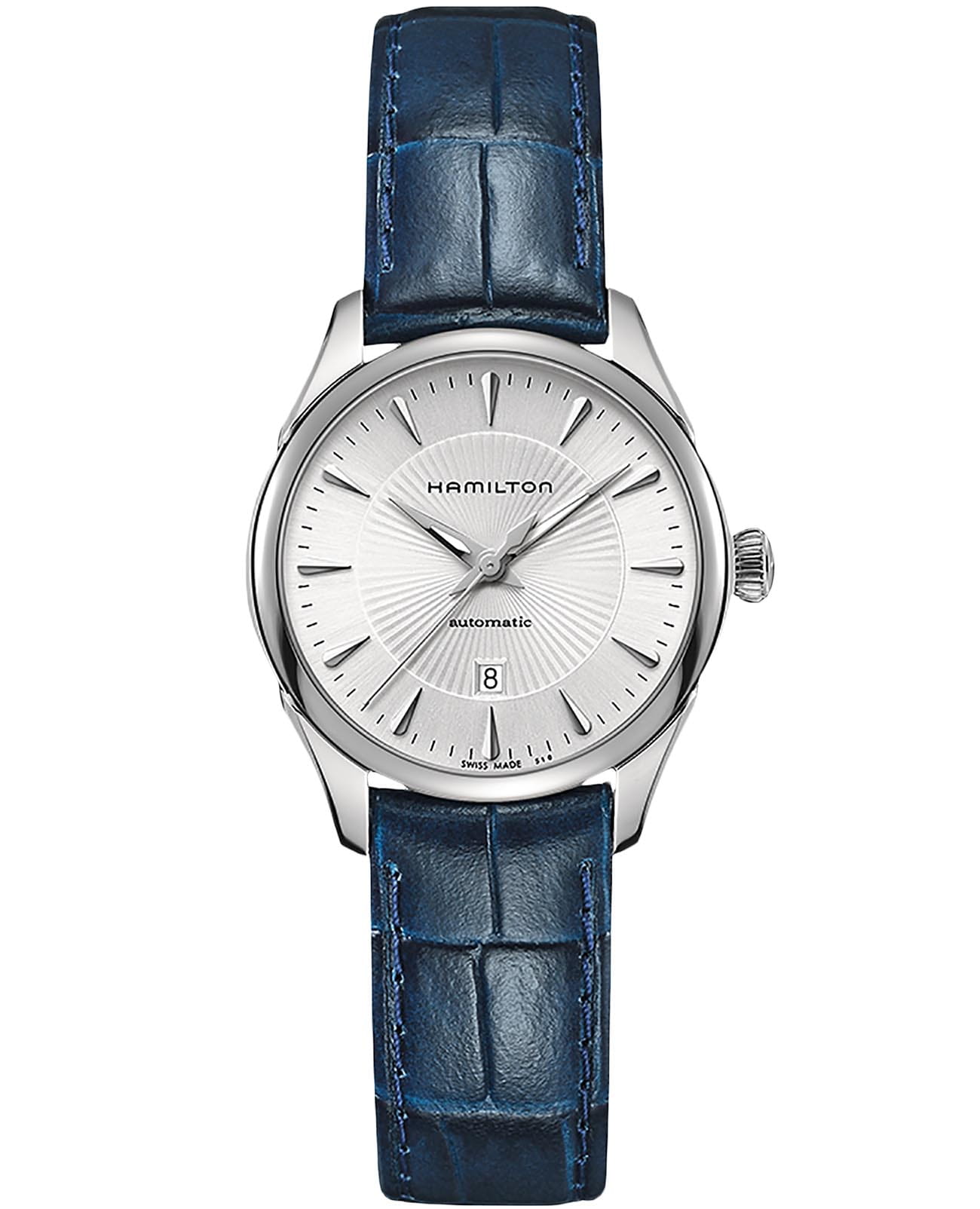 Hamilton Hamilton Jazzmaster Lady Auto H42215651  H42215651 механические женские часы белый циферблат, браслет кожаный — вид спереди