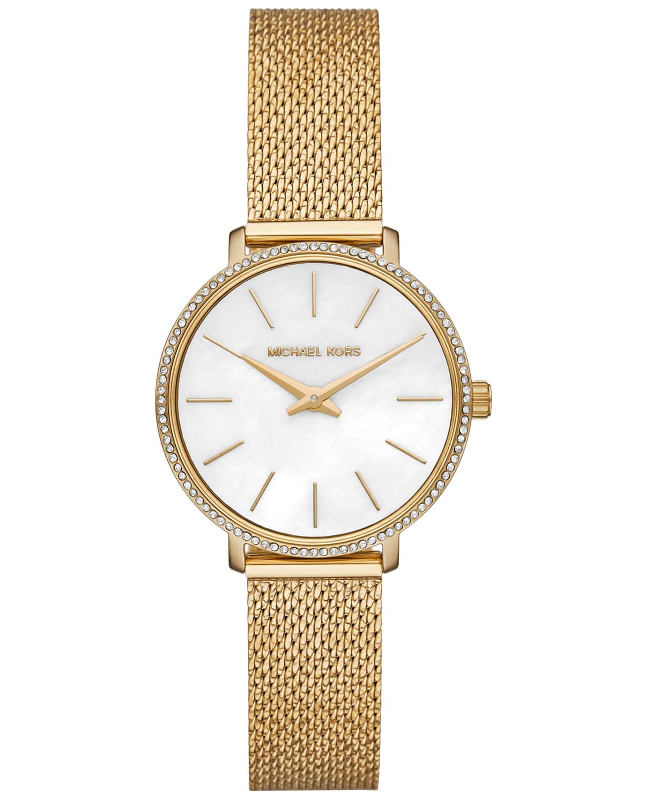 Michael Kors Michael Kors Runway Slim MK4619  MK4619 кварцевые женские часы перламутровый циферблат, браслет сталь c pvd покрытием — вид спереди