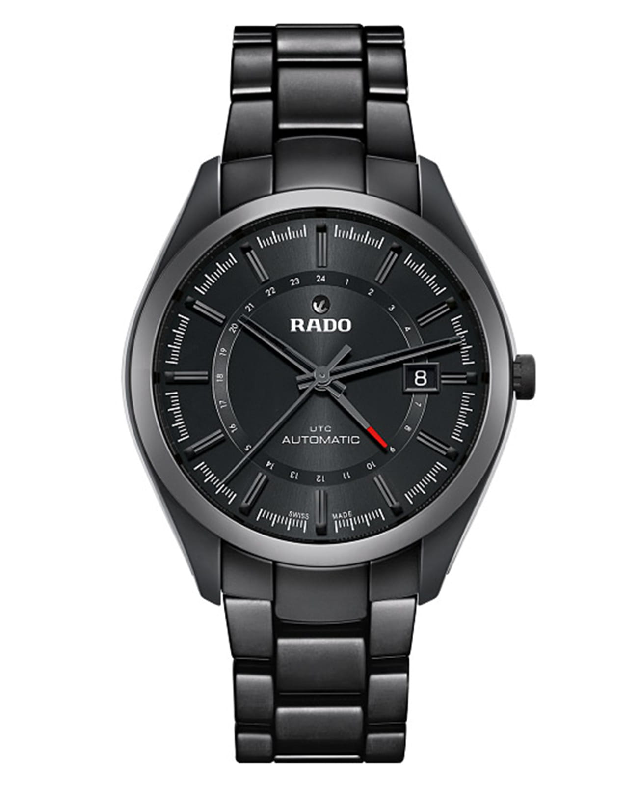 Rado Rado Hyperchrome R32167152 Automatic R32167152 механические мужские часы черный циферблат, браслет высокотехнологичная керамика — вид спереди