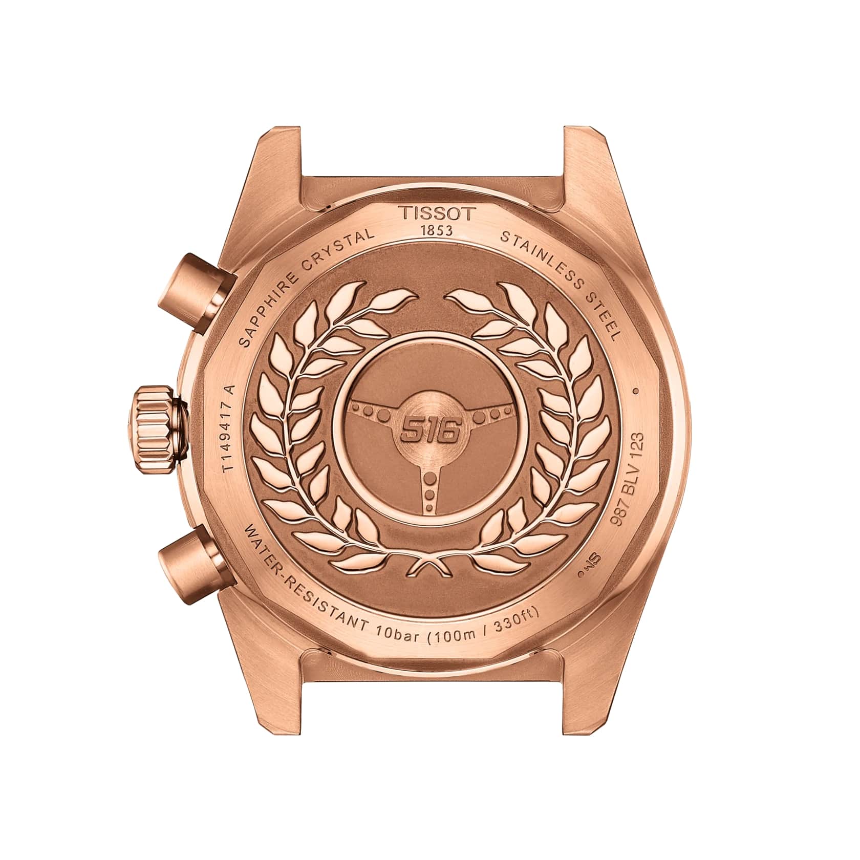 Tissot Tissot PR516 Quartz Chronograph T149.417.33.051.00  — детали корпуса и нержавеющая сталь с pvd-покрытием