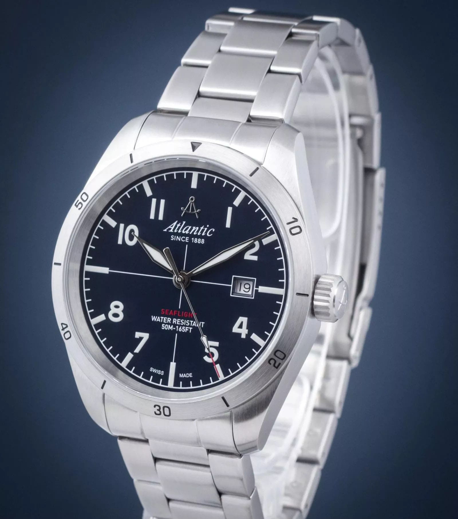 Atlantic Atlantic Seaflight 70356.41.55,  швейцария мужские часы на браслете нержавеющая сталь боковой вид