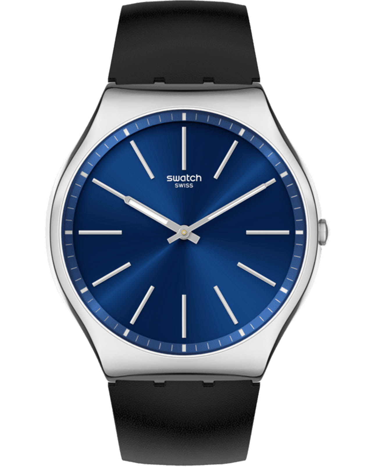 Swatch Swatch Skin Irony 42 SS07S125  SS07S125 кварцевые мужские часы синий циферблат, браслет кожаный — вид спереди