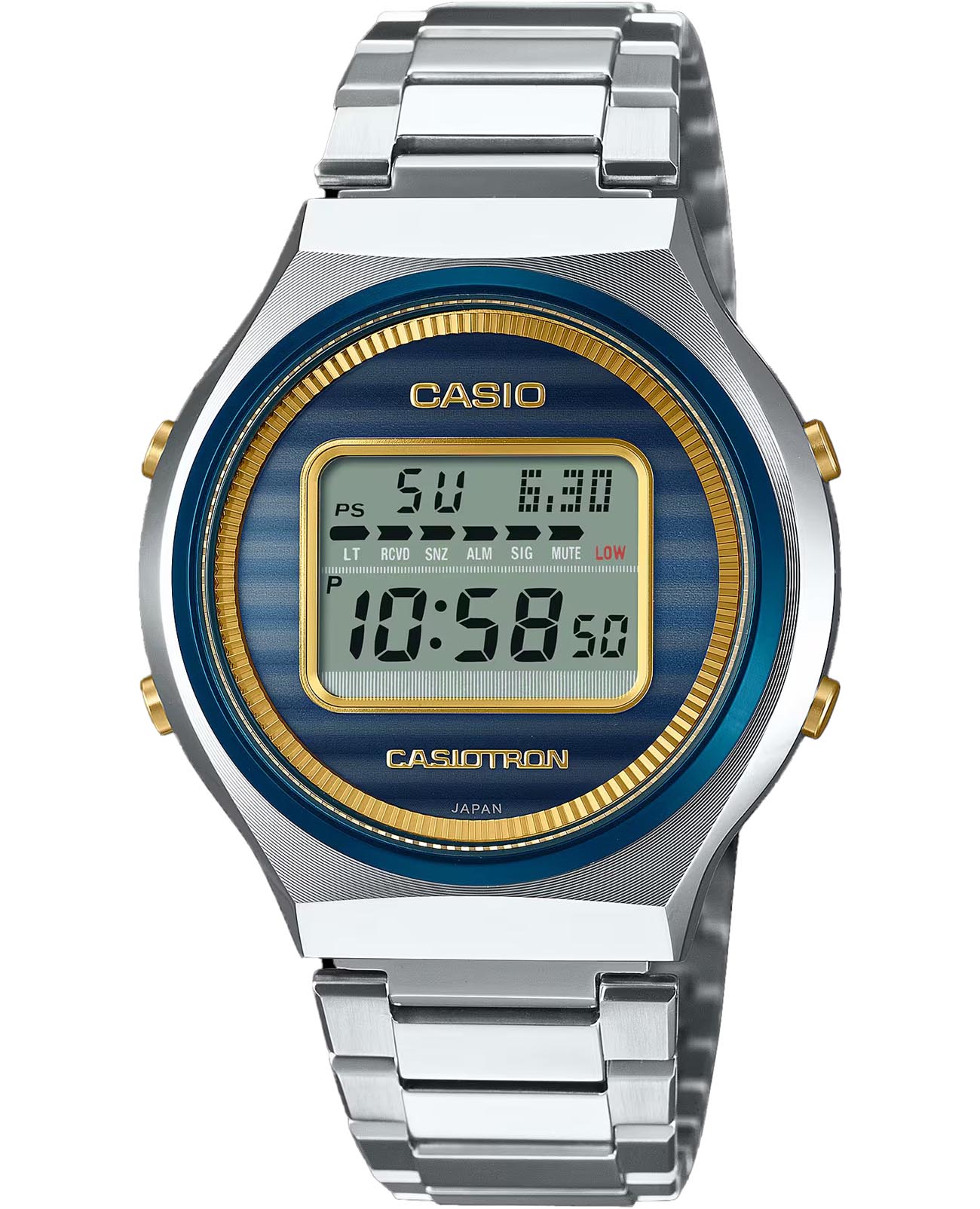 Casio Casio CASIOTRON TRN-50SS-2A лимитированной серии TRN-50SS-2A кварцевые мужские часы синий циферблат, браслет нержавеющая сталь — вид спереди