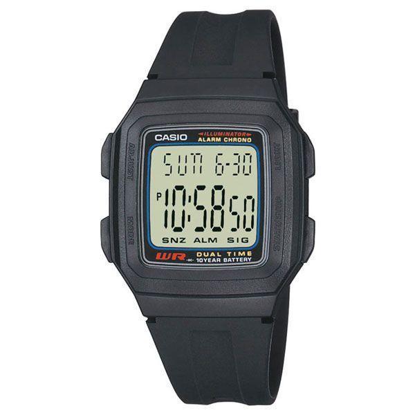 Casio Casio Collection F-201W-1A  F-201W-1A кварцевые мужские часы серый циферблат, браслет пластик — вид спереди