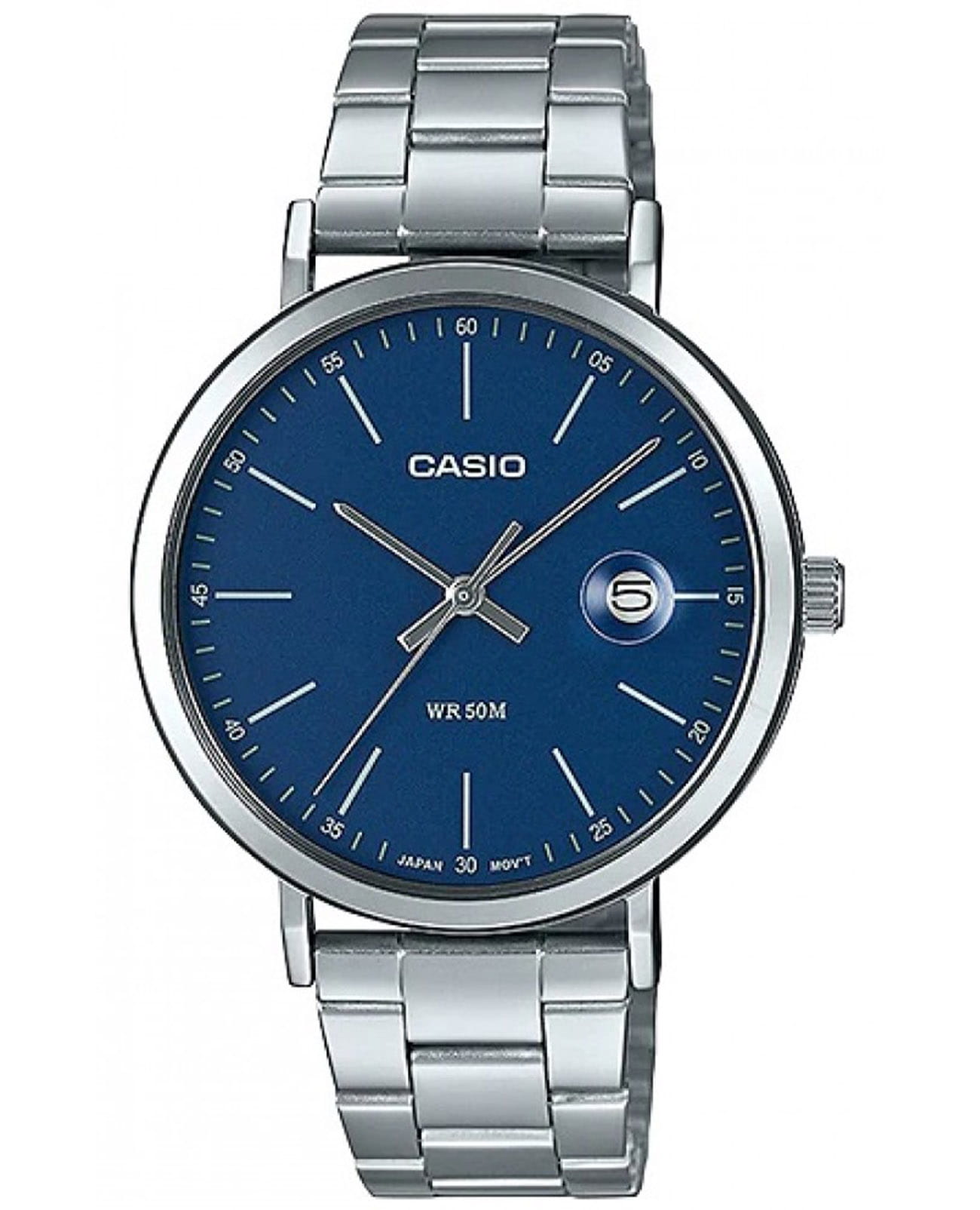 Casio Casio Collection MTP-E175D-2E  MTP-E175D-2E кварцевые мужские часы синий циферблат, браслет нержавеющая сталь — вид спереди