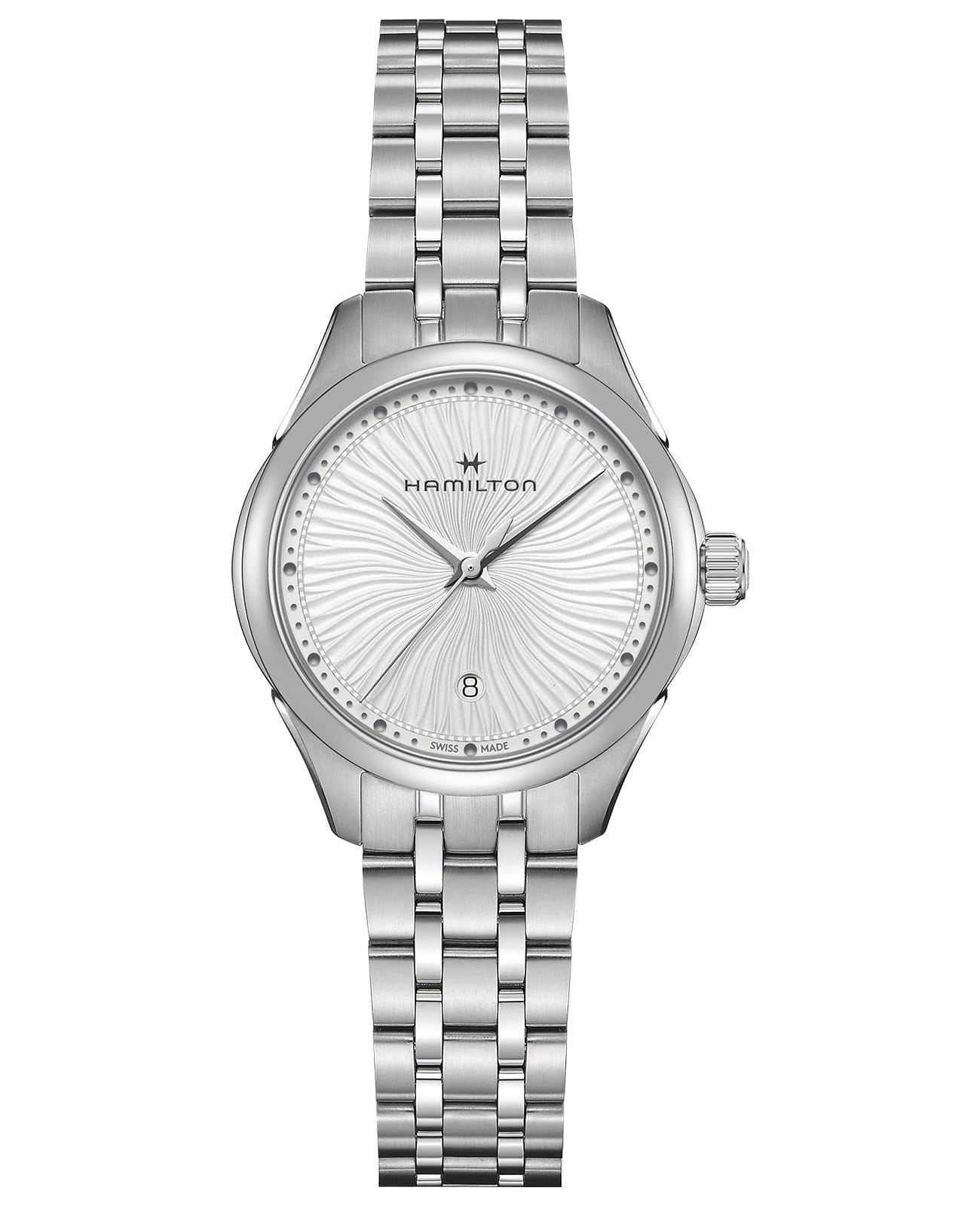 Hamilton Hamilton Jazzmaster Lady Quartz H32231110  H32231110 кварцевые женские часы белый циферблат, браслет нержавеющая сталь — вид спереди