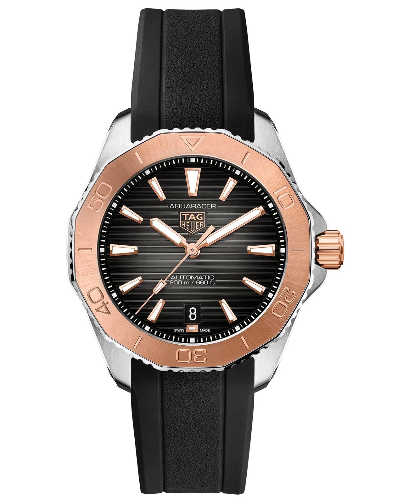 TAG Heuer TAG Heuer Aquaracer Professional 200 WBP2151.FT6199  WBP2151.FT6199 механические мужские часы черный циферблат, браслет каучук — вид спереди