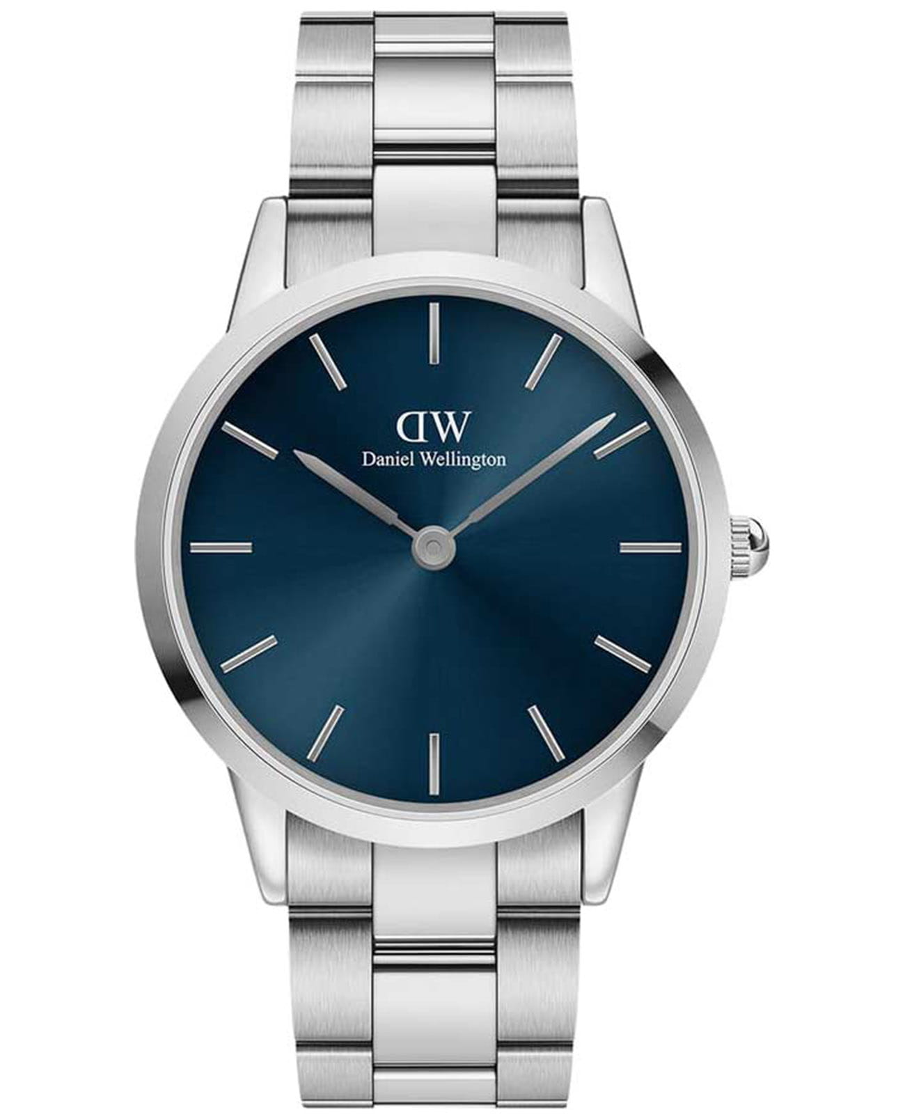 Daniel Wellington Daniel Wellington Iconic Link Arctic DW00100448  DW00100448 кварцевые мужские часы синий циферблат, браслет нержавеющая сталь — вид спереди
