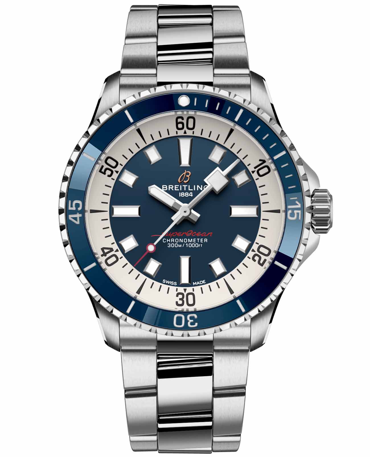 Breitling Breitling Superocean Automatic 42 A17375E71C1A1  A17375E71C1A1 механические мужские часы  циферблат, браслет нержавеющая сталь — вид спереди