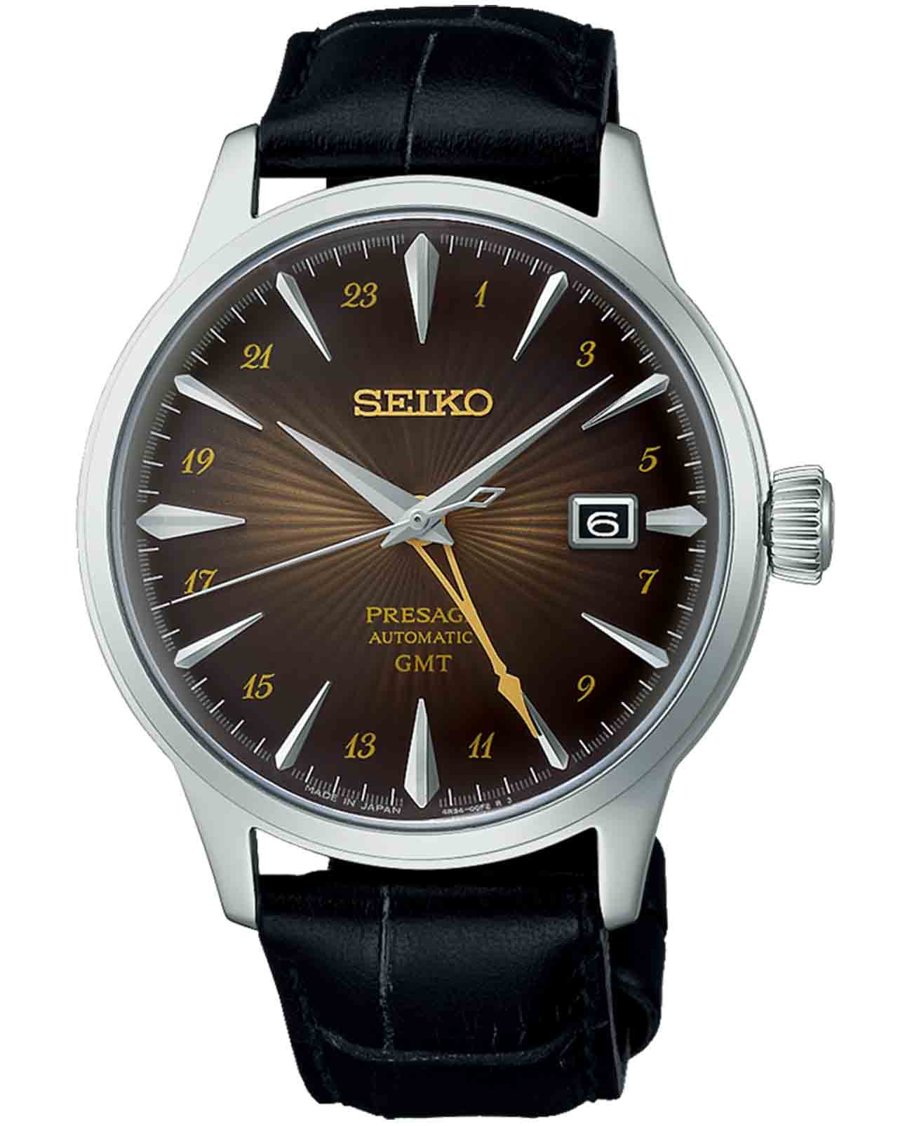 Seiko Seiko Presage Cocktail Time SSK039J1 Cocktail Time SSK039J1 механические мужские часы коричневый циферблат, браслет кожаный — вид спереди