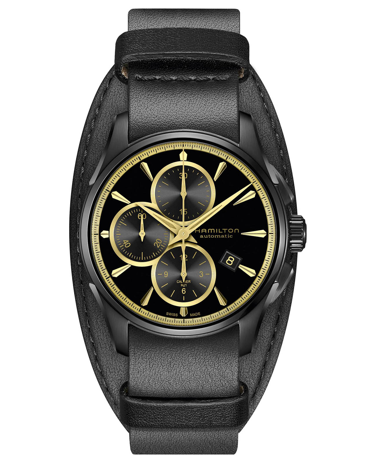 Hamilton Hamilton Jazzmaster Auto Chrono H32506730  H32506730 механические мужские часы  циферблат, браслет кожаный — вид спереди