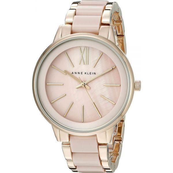 Anne Klein Anne Klein Plastic  1412BMGB  1412BMGB кварцевые женские часы розовый циферблат, браслет сталь c pvd покрытием + пластик — вид спереди