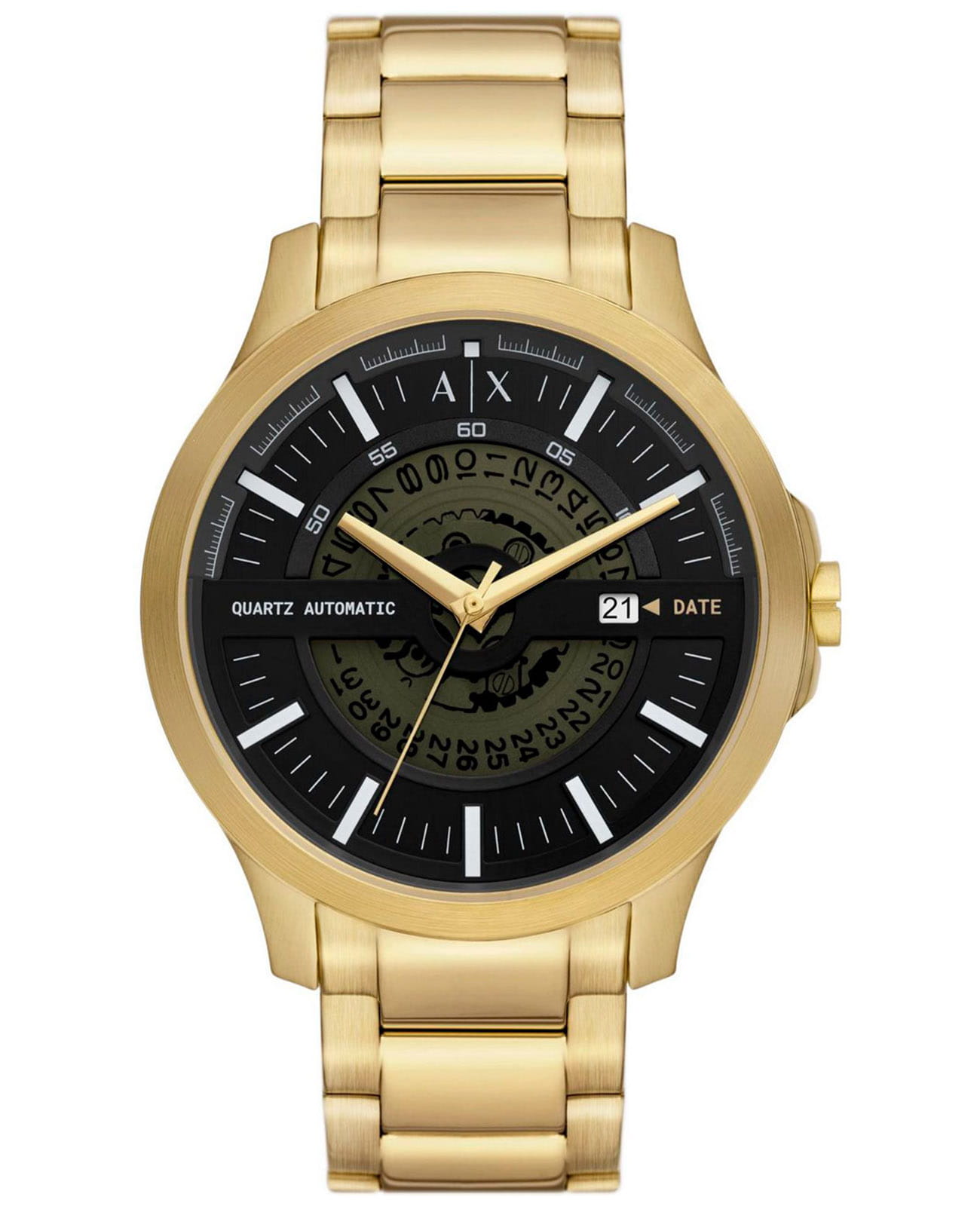 Armani Exchange Armani Exchange Hampton AX2443  AX2443 кварцевые мужские часы черный циферблат, браслет сталь с ip покрытием — вид спереди