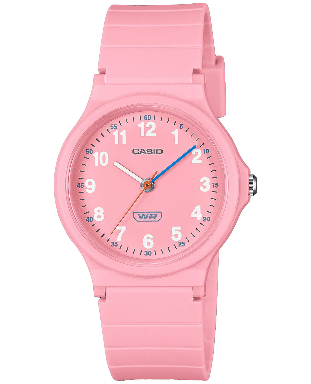 Casio Casio LQ-24B-4B  LQ-24B-4B автокварц (кинетик) женские часы розовый циферблат, браслет пластик — вид спереди